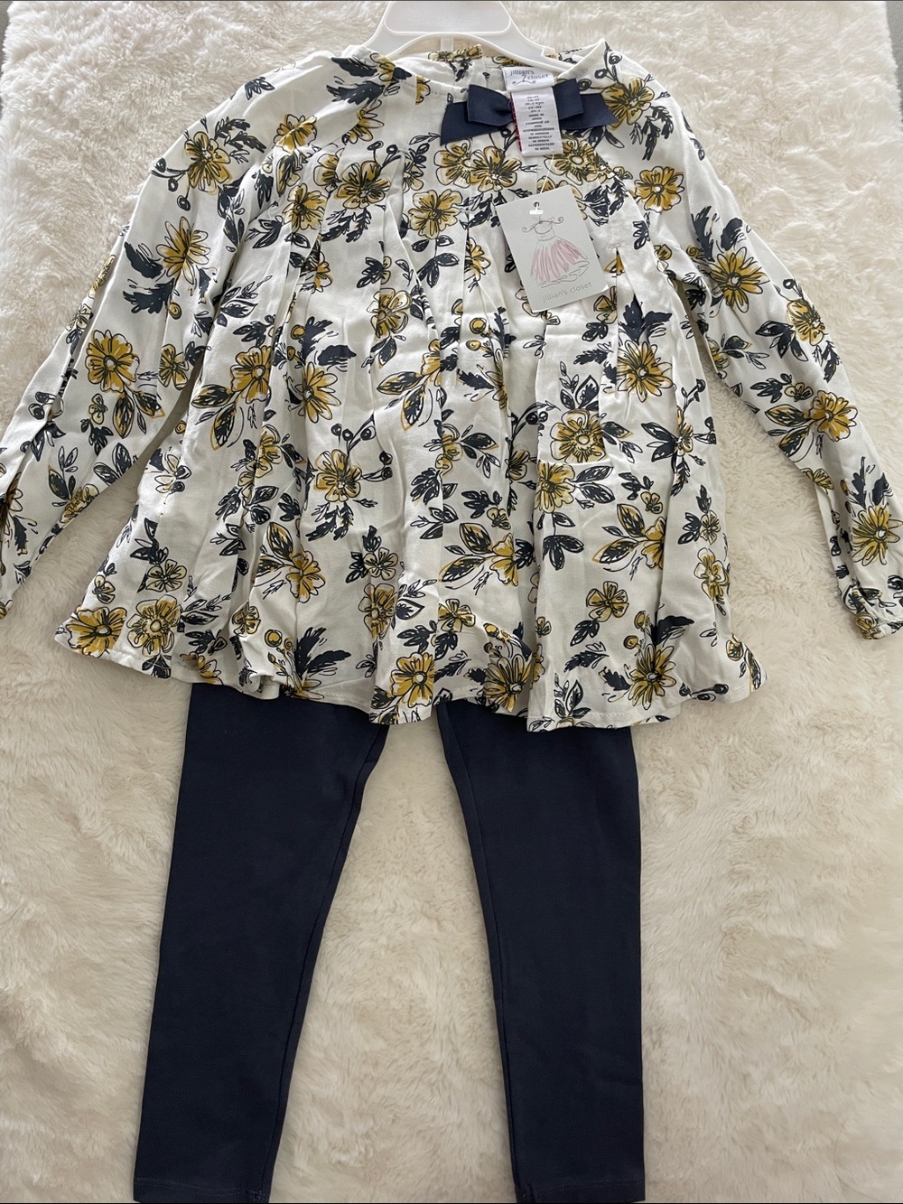 SALE! NWT Jillian Closet Kids 3-Piece Floral Tunic Set w Navy Leggings Size 4T